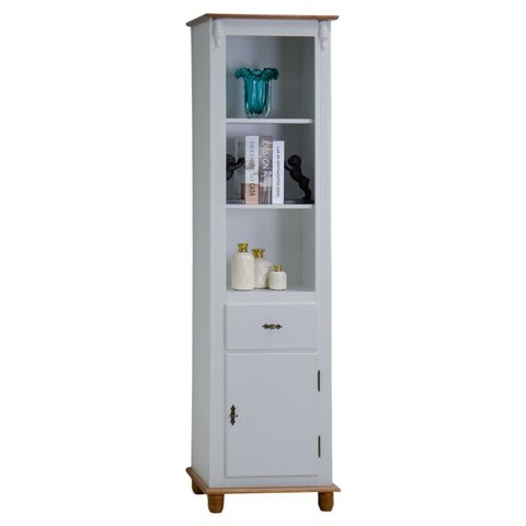 Estante Torre 02 Prateleiras 1 Gaveta 1 Porta Pés Luiz Xv 50104 - Off White/imbuia Glazer
