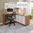 Ver mais imagens de Escrivaninha em L com 6 Gavetas Flex Multimóveis Crrui-ESC006 Madeirado/Branco