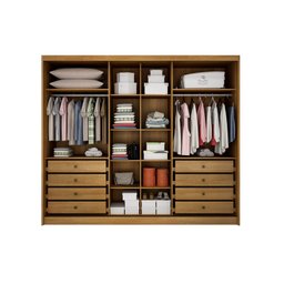 Guarda Roupa Casal Ripado com Espelho 3 Portas 8 Gavetas - Canastra-cumaru - Móveis Novo Horizonte - 3