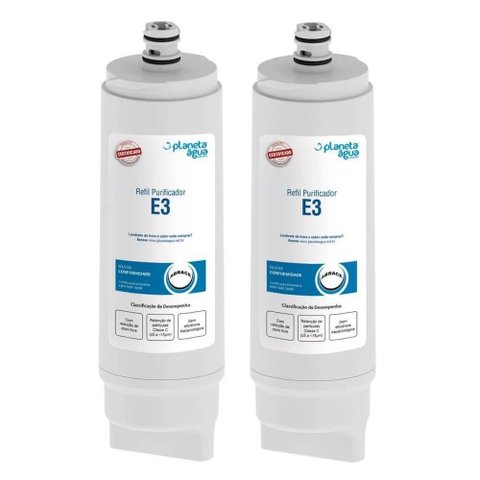 Kit com 2 Refis Purificador E3 Planeta Água