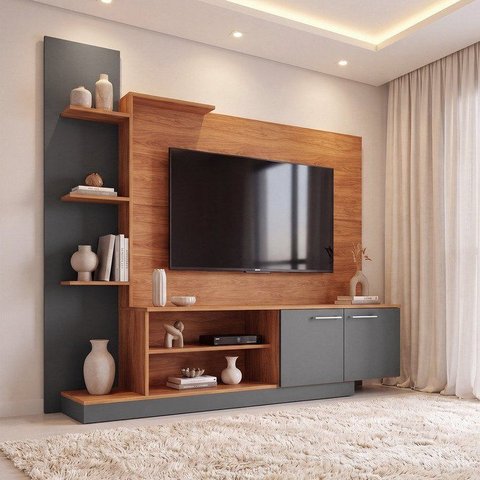 Estante para TV e Home Theater até 55 Polegadas 166CMX155CM Nichos 2 Portas Havana
