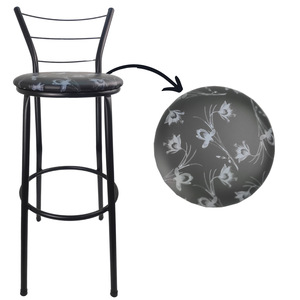 Banqueta Banco Alto Cozinha Alta Bar Bistro Area Americana:preto Floral