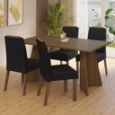 Ver imagem 1 de Conjunto Sala de Jantar Mesa Tampo de Vidro 4 Cadeiras Rustic/oxford Porto Madesa