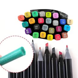 Conjunto de Canetas Marcador Permanente Ponta Dupla 60 Cores - 5