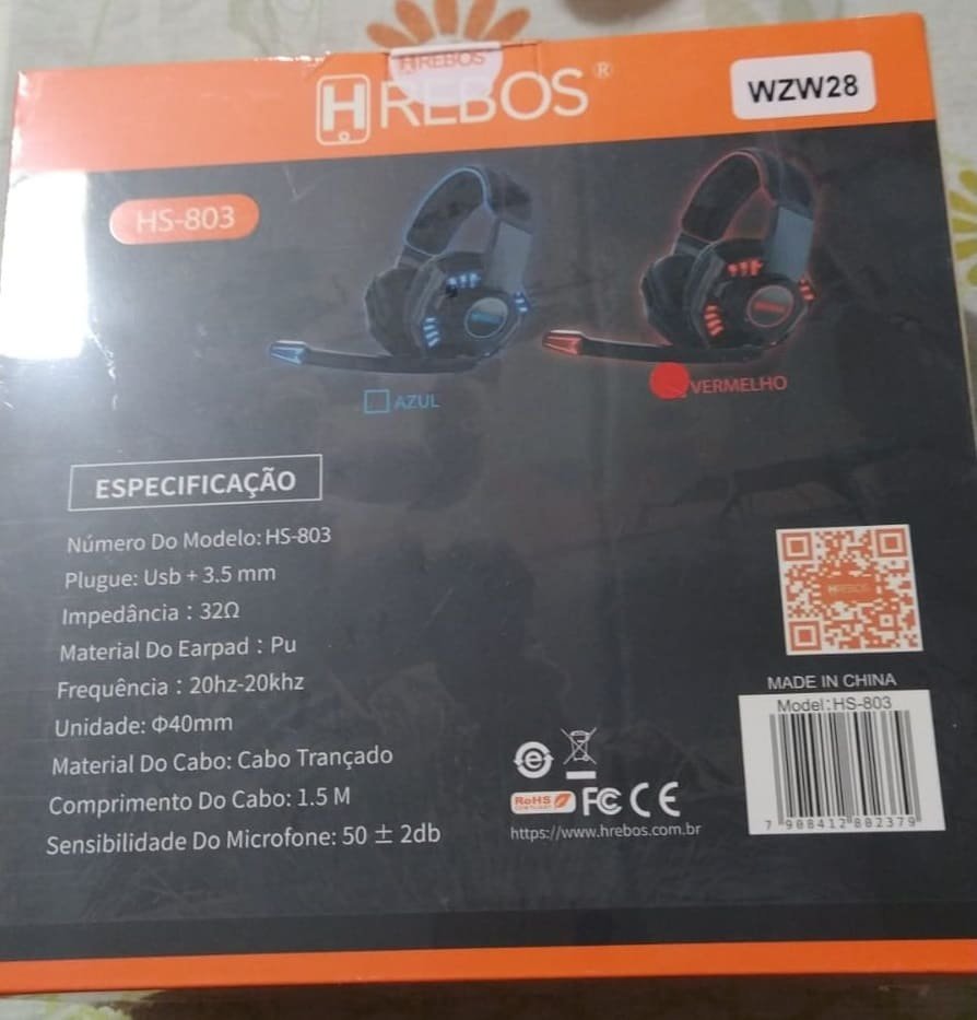 Fone de Ouvido Com Fio Headset Gamer USB P3 Microfone Hrebos HS-803 - 3