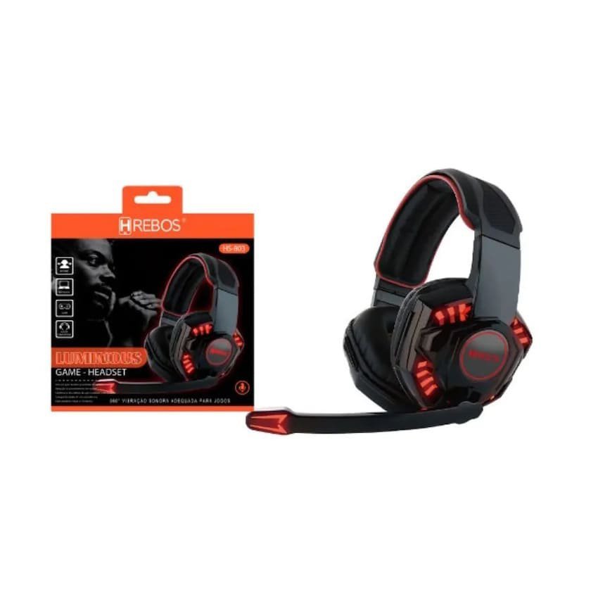 Fone de Ouvido Com Fio Headset Gamer USB P3 Microfone Hrebos HS-803 - 5