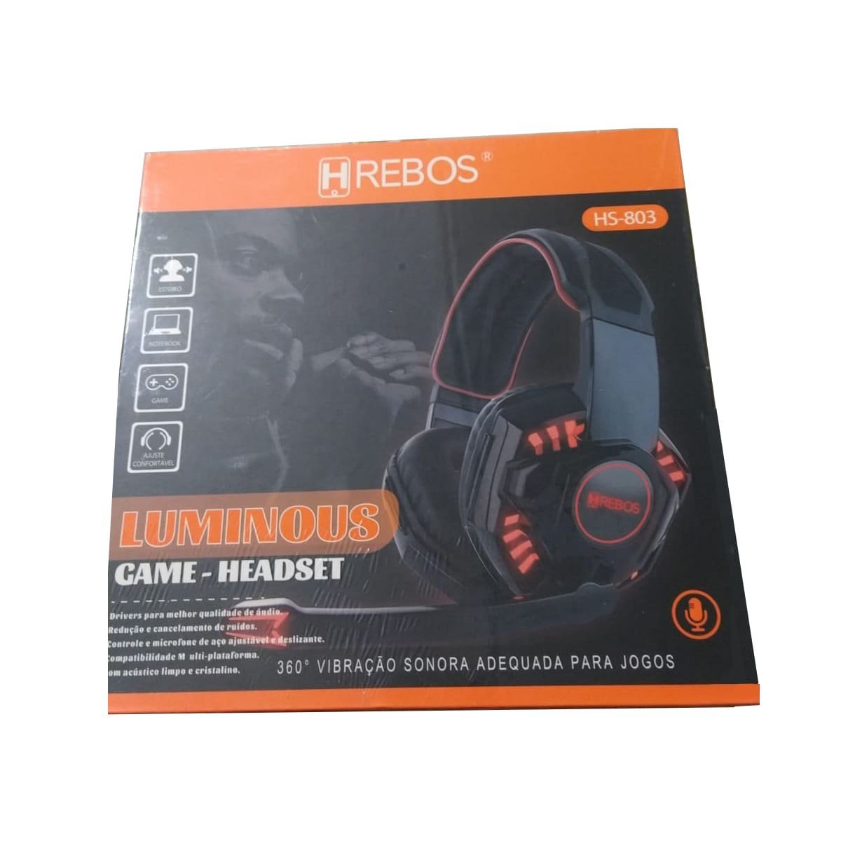 Fone de Ouvido Com Fio Headset Gamer USB P3 Microfone Hrebos HS-803 - 4