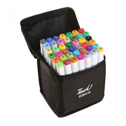 Conjunto de Canetas Marcador Permanente Ponta Dupla 40 Cores - 1