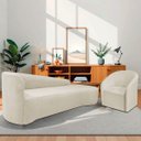 Ver imagem 1 de Kit Sofá Curvo França 220cm Ld. e Poltrona Luiza Max Conforto, Elegância e Design Moderno Bouclé