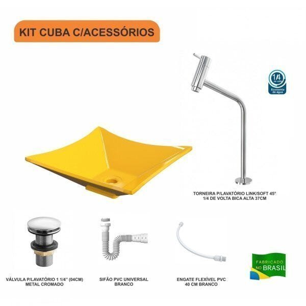 Kit Cuba L34 com Torneira Link 1062 Metal e Válvula Click 1 1/2" + Sifão PVC e Flexível Compace - 3