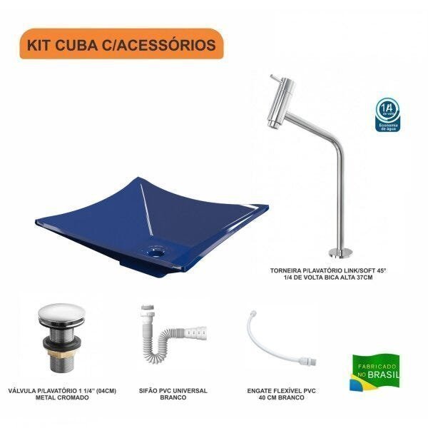 Kit Cuba L34 com Torneira Link 1062 Metal e Válvula Click 1 1/2" + Sifão PVC e Flexível Compace - 3