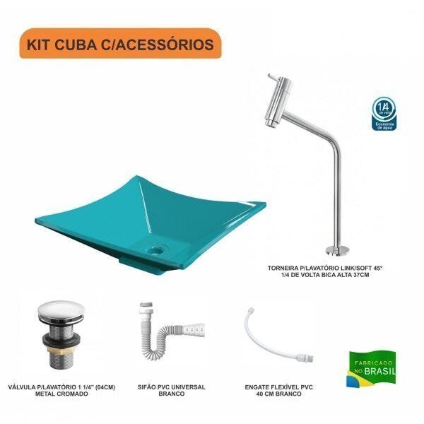 Kit Cuba L34 com Torneira Link 1062 Metal e Válvula Click 1 1/2" + Sifão PVC e Flexível Compace - 3