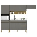 Ver imagem 1 de Armário de Cozinha 5 peças Balcão com Pia 120cm Lina10 K02 Gris/Freijó - Mpozenato
