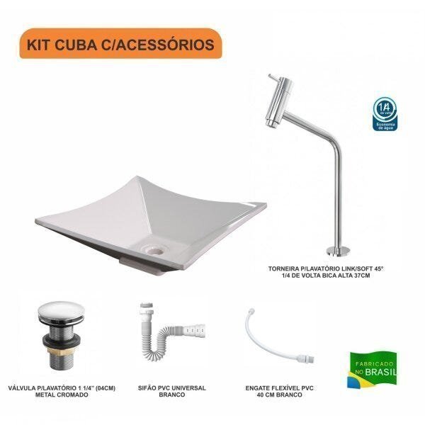 Kit Cuba L34 com Torneira Link 1062 Metal e Válvula Click 1 1/2" + Sifão PVC e Flexível Compace - 3