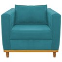 Ver imagem 5 de Kit Sofá 2 Lugares e Poltrona Europa Suede Doce Sonho Móveis - Azul Turquesa