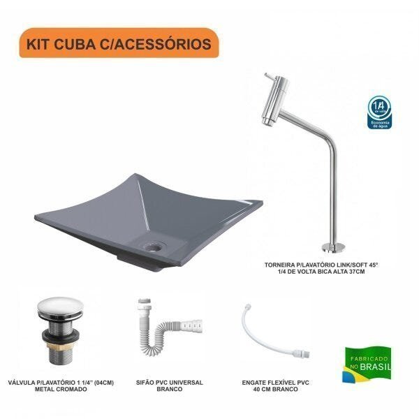 Kit Cuba L34 com Torneira Link 1062 Metal e Válvula Click 1 1/2" + Sifão PVC e Flexível Compace - 3