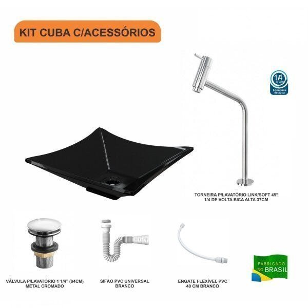 Kit Cuba L34 com Torneira Link 1062 Metal e Válvula Click 1 1/2" + Sifão PVC e Flexível Compace - 3