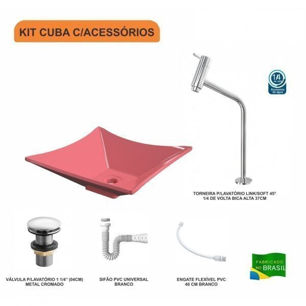 Kit Cuba L34 com Torneira Link 1062 Metal e Válvula Click 1 1/2" + Sifão PVC e Flexível Compace - 3