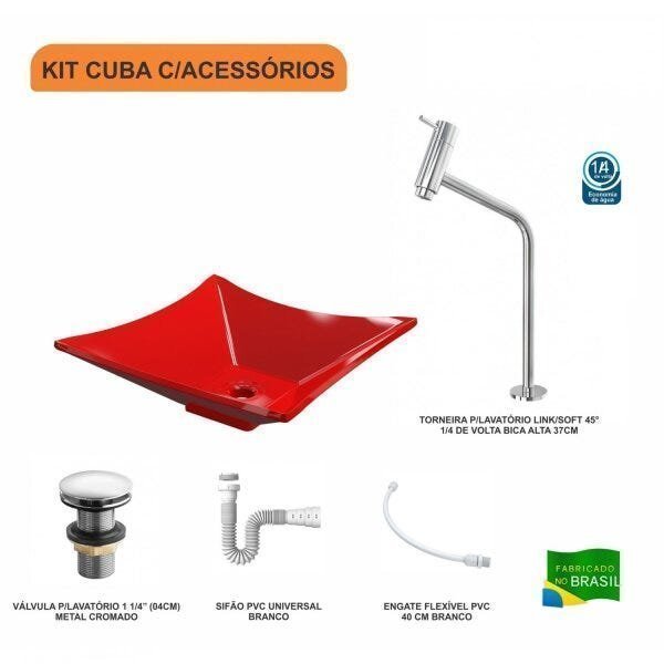 Kit Cuba L34 com Torneira Link 1062 Metal e Válvula Click 1 1/2" + Sifão PVC e Flexível Compace - 3