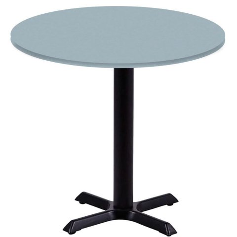 Mesa Ômega Ferro Preto 74 Cm (alt) Base em X Tampo Mdp Redondo 60 Cm (larg) X 2,50 Cm (alt) Cinza