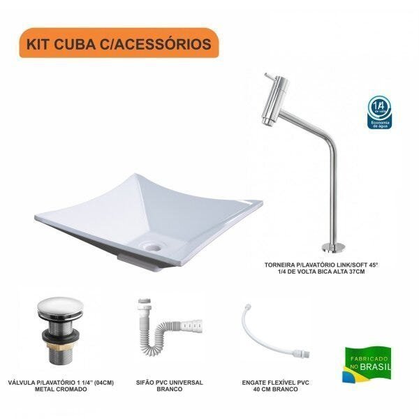 Kit Cuba L34 com Torneira Link 1062 Metal e Válvula Click 1 1/2" + Sifão PVC e Flexível Compace - 3