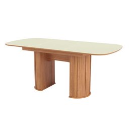 Mesa de Jantar Extensível de 1,35m a 1,85m com Tampo Arredondado Tm74 Dalla Costa Dalla Costa Off Wh - 3