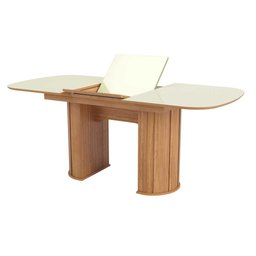 Mesa de Jantar Extensível de 1,35m a 1,85m com Tampo Arredondado Tm74 Dalla Costa Dalla Costa Off Wh - 7