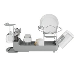 Escorredor de Louça 2 Andares Inox Cozinha Pratos e Talheres Metal e Plastico com Porta Copos e Taça - 3