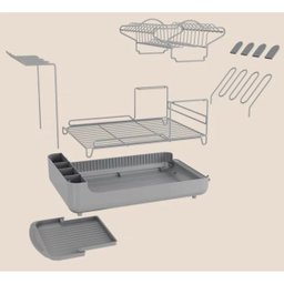 Escorredor de Louça 2 Andares Inox Cozinha Pratos e Talheres Metal e Plastico com Porta Copos e Taça - 8
