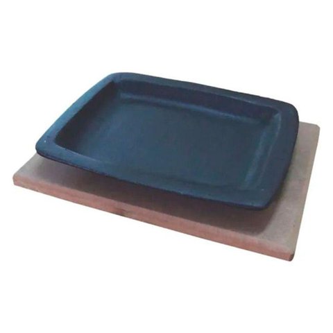 Jogo 10 Tepan 16x20cm Ferro Fundido e 10 Aparador em Madeira