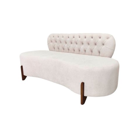 Sofá 3 Lugares Orgânico Curvo Tókio 180cm Bouclé Marfim