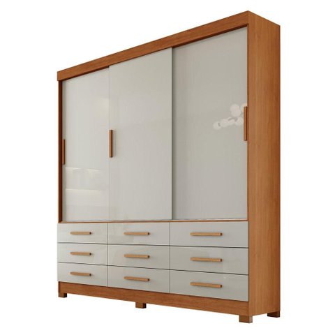 Guarda Roupa Casal Jequitibá 3 Portas 9 Gavetas Cinamomo Fendi - Novo Horizonte
