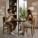 Ver imagem 2 de Conjunto Cadeira de Jantar Estofada Encosto Madeira Natural