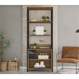 Estante Aberta para Livros Sky Estilo Industrial Decorativo Multiuso Premium Organizadora Cor Mel - 3
