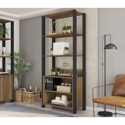 Estante Aberta para Livros Sky Estilo Industrial Decorativo Multiuso Premium Organizadora Cor Mel - 2