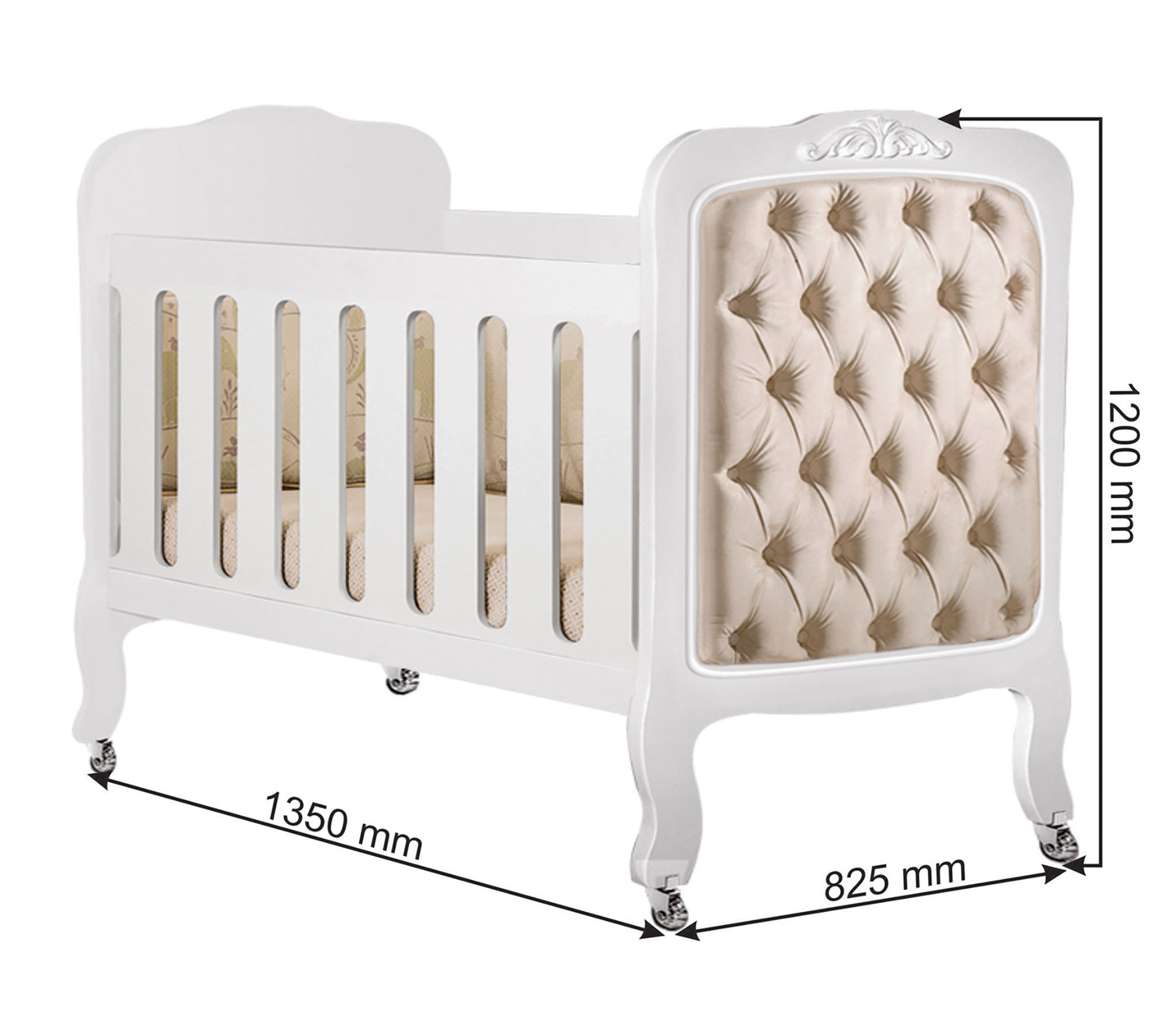 Berço Imperial Capitone Luxo Quarto Bebe Branco - 2