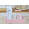 Kit Higiene Porcelana Bebê Decoração - Rosa. - 4