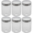 Ver imagem 1 de Kit 6 Potes de Vidro Porta Mantimentos 1,2l Tampa Inox Lyor Organizador de Condimentos