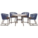 Ver imagem 1 de Mesa com 4 Cadeiras e Noronha Estofado 9 Trama Original Azul