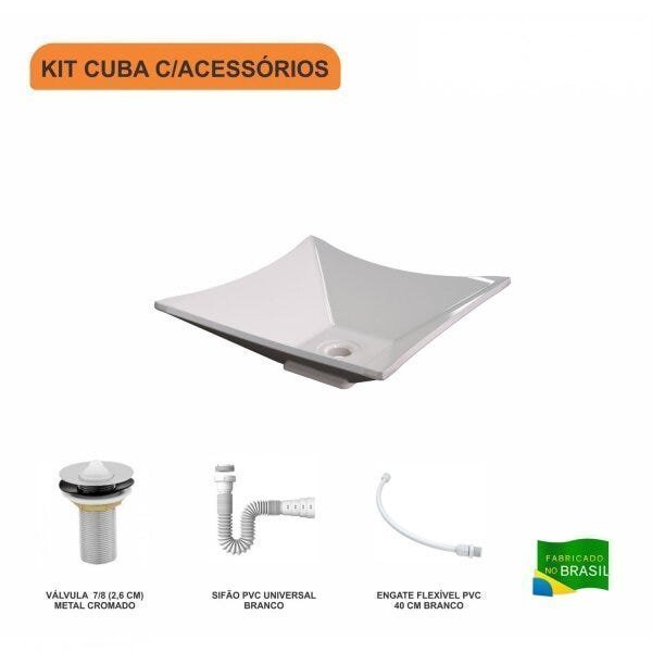 Kit Cuba L34 com Válvula 1" + Sifão PVC e Flexível Compace - 3