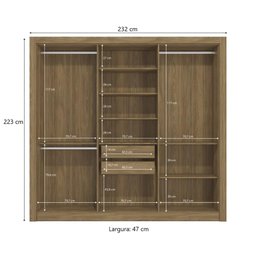 Guarda-roupa Casal Kappesberg 6 Portas 2 Gavetas Marrom Cinza - M569 - 4 Guarda-roupa Casal Kappesberg 6 Portas 2 Gavetas Marrom Cinza - M569 - 4