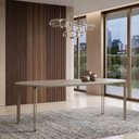 Ver imagem 1 de Mesa para Sala de Jantar Tampo com Vidro/MDF 200cm Base Metal Champanhe Mayra