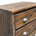 Ver imagem 5 de Cômoda 5 Gavetas Castanho Escuro Rústico Madeira Maciça, Corrediça Metálica, Puxador Concha de Metal