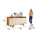 Ver imagem 3 de Aparador Buffet Armário Multiuso Sala Estar Cozinha Cantinho Café 2 Portas 2 Gavetas 4 Pés Madeira B