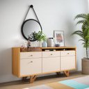 Ver imagem 5 de Aparador Buffet Armário Multiuso Sala Estar Cozinha Cantinho Café 2 Portas 2 Gavetas 4 Pés Madeira B