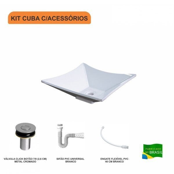 Kit Cuba L34 com Válvula Click 1''B + Sifão Pvc e Flexível Compace - 3