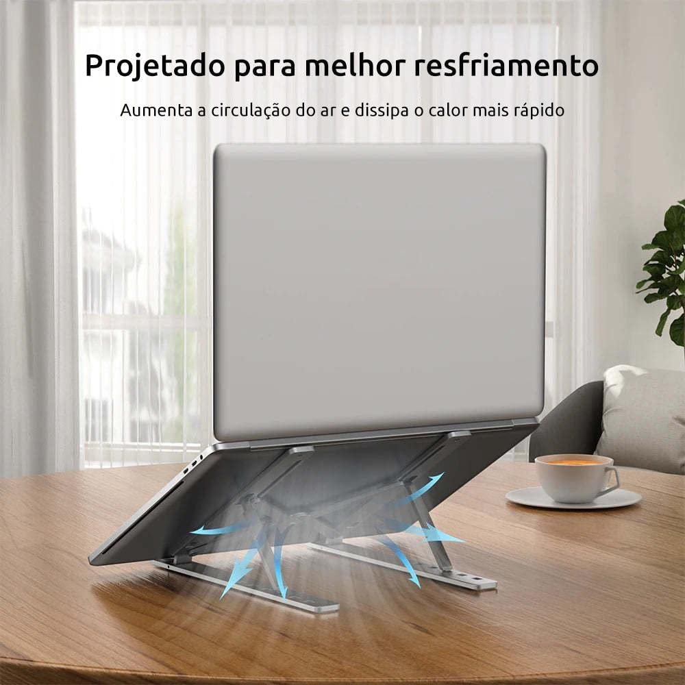 Suporte para laptop, suporte ergonômico de alumínio ajustável computador para mesa, portátil, dobráv - 4