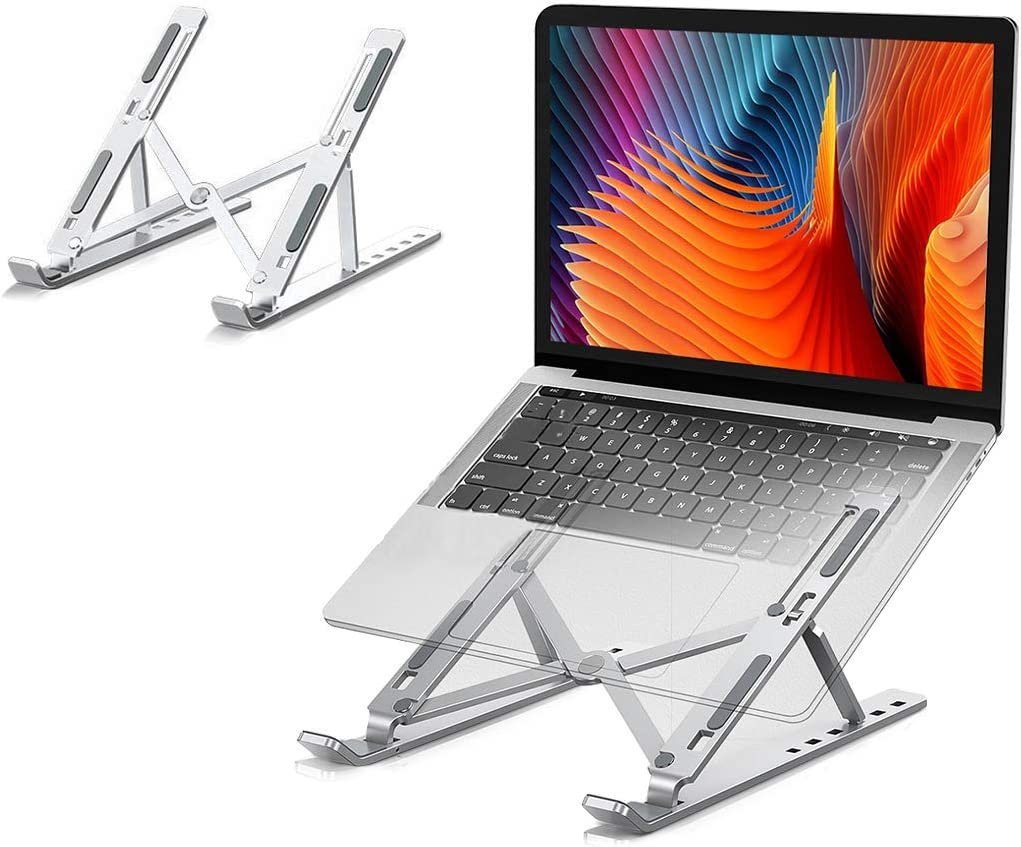 Suporte para laptop, suporte ergonômico de alumínio ajustável computador para mesa, portátil, dobráv
