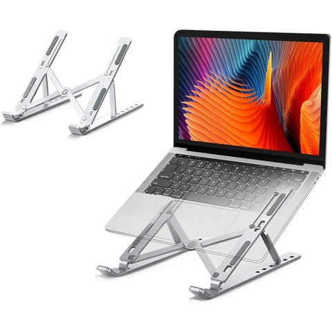 Suporte para laptop, suporte ergonômico de alumínio ajustável computador para mesa, portátil, dobráv