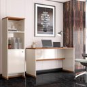 Ver imagem 1 de Kit Escritório Mesa e Armário Office Zeus - Via Nossa - Offwhite/naturale